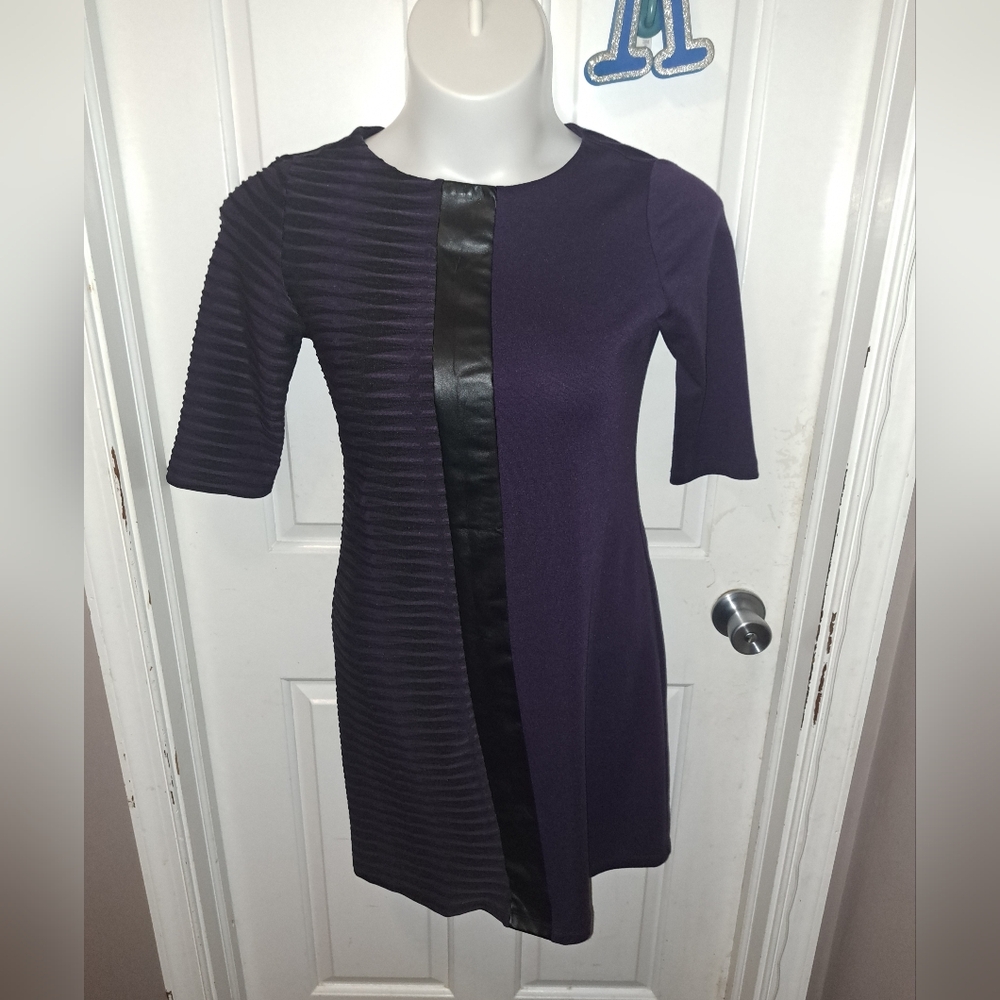Emma & Michele Black/ Purple Stripe Illusion Dress Sz M